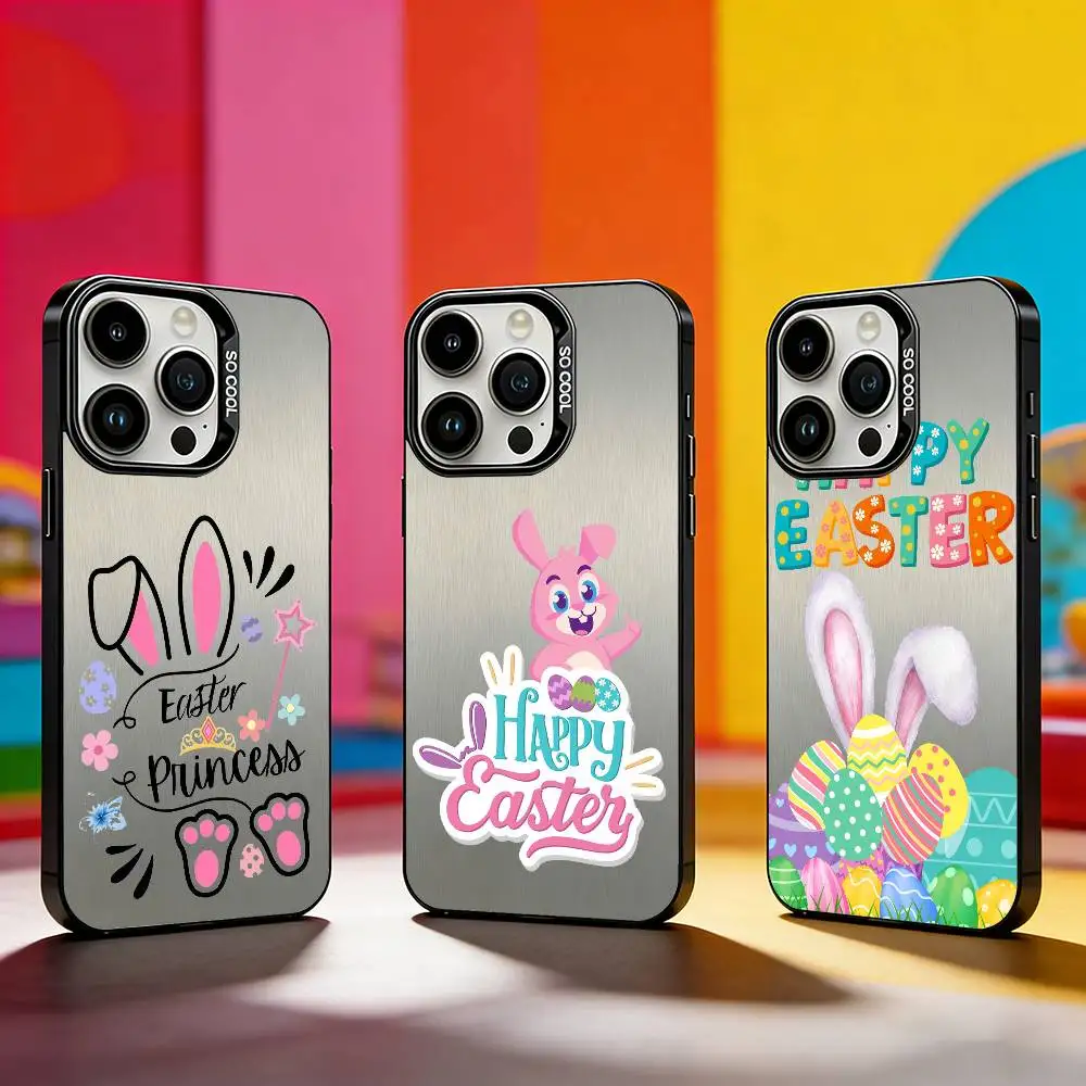

H-Happy Easter To You Phone Case For iPhone 17,16,15,14,13,12,11 Plus,Pro Max,XS,Colored silver phone case