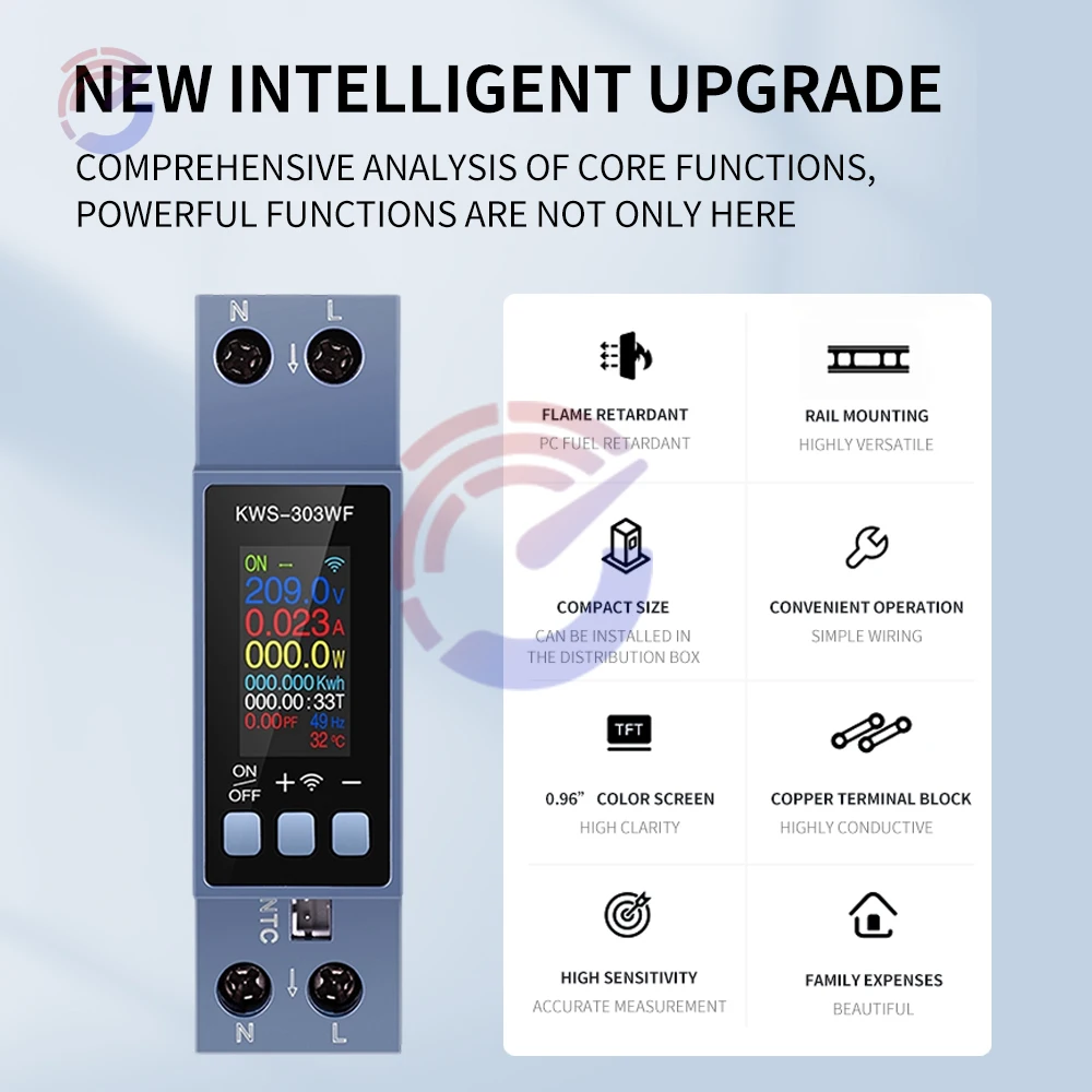 KWS-303 Spannung Strom Leistung Energie Meter AC 85 ~ 290 V 40A Timer Relais Fernbedienung Schalter WIFI leistungsschalter Meter