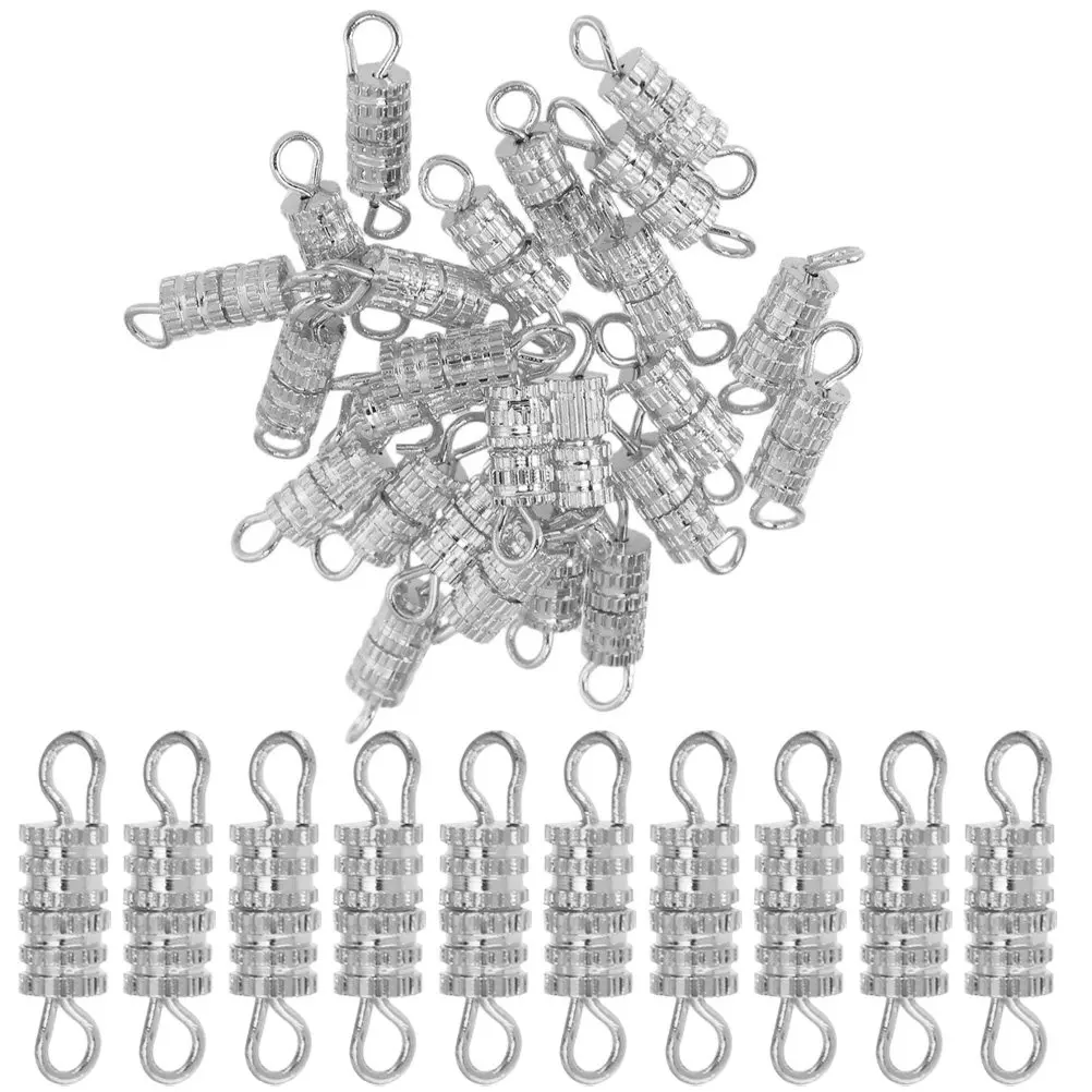 

50Pcs Copper Jewelry Screw Clasps Barrel Type with Built-in Safety Screw Lock for DIY Necklace Bracelet Making Repair Jewelry