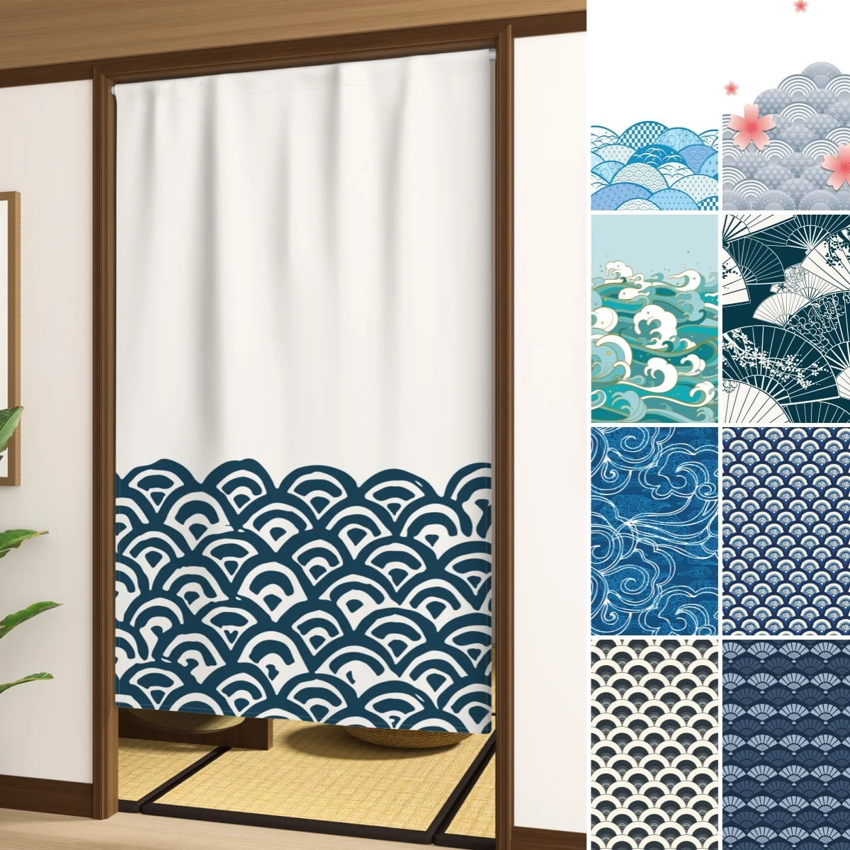 Japanese Style Linen Door Curtain Waves Partition Bedroom Kitchen Home Entrance Decor Customizable Single Piece Door Curtain