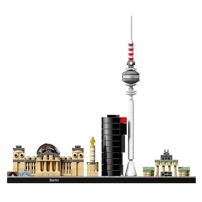 Berlin City Architecture Skyline Building Blocks Set Tower Edifice Bricks Town Street View Assemble Toys For Children Gifts