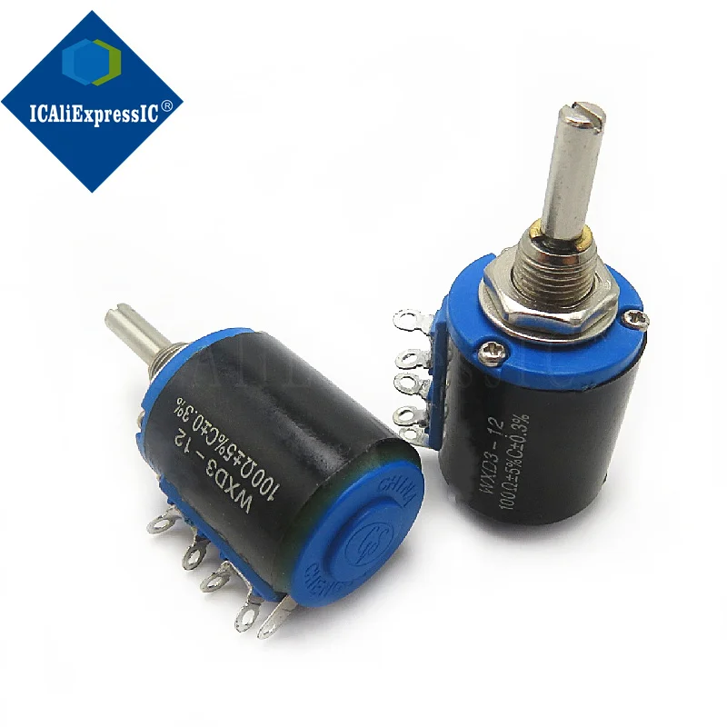 1piece Precision multi-turn potentiometer 5 turns short body WXD3-12-1W 100R