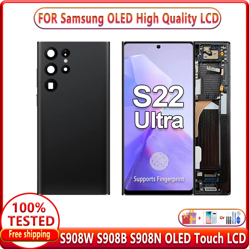 

Качество OLED для Samsung S22 Ultra LCD S22Ultra 5G SM-S908B S908E Дисплей с цифровым преобразователем сенсорного экрана в сборе Малый размер с рамкой