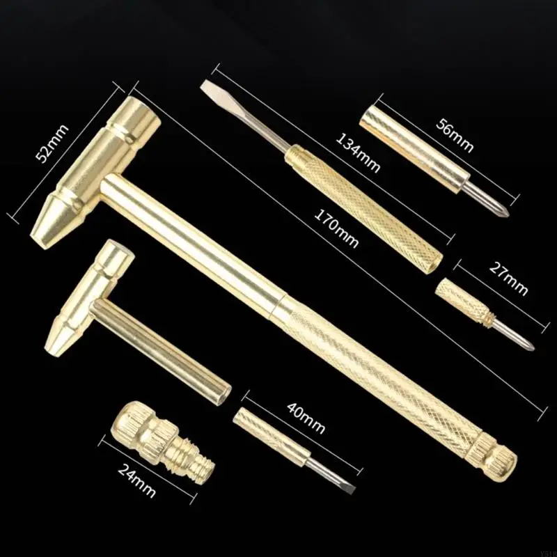 Y51B 6 In 1 Small Round Hammer Multifunctional Mini Hammer Screwdriver Watches Repair Tools Hand Repairing Tools