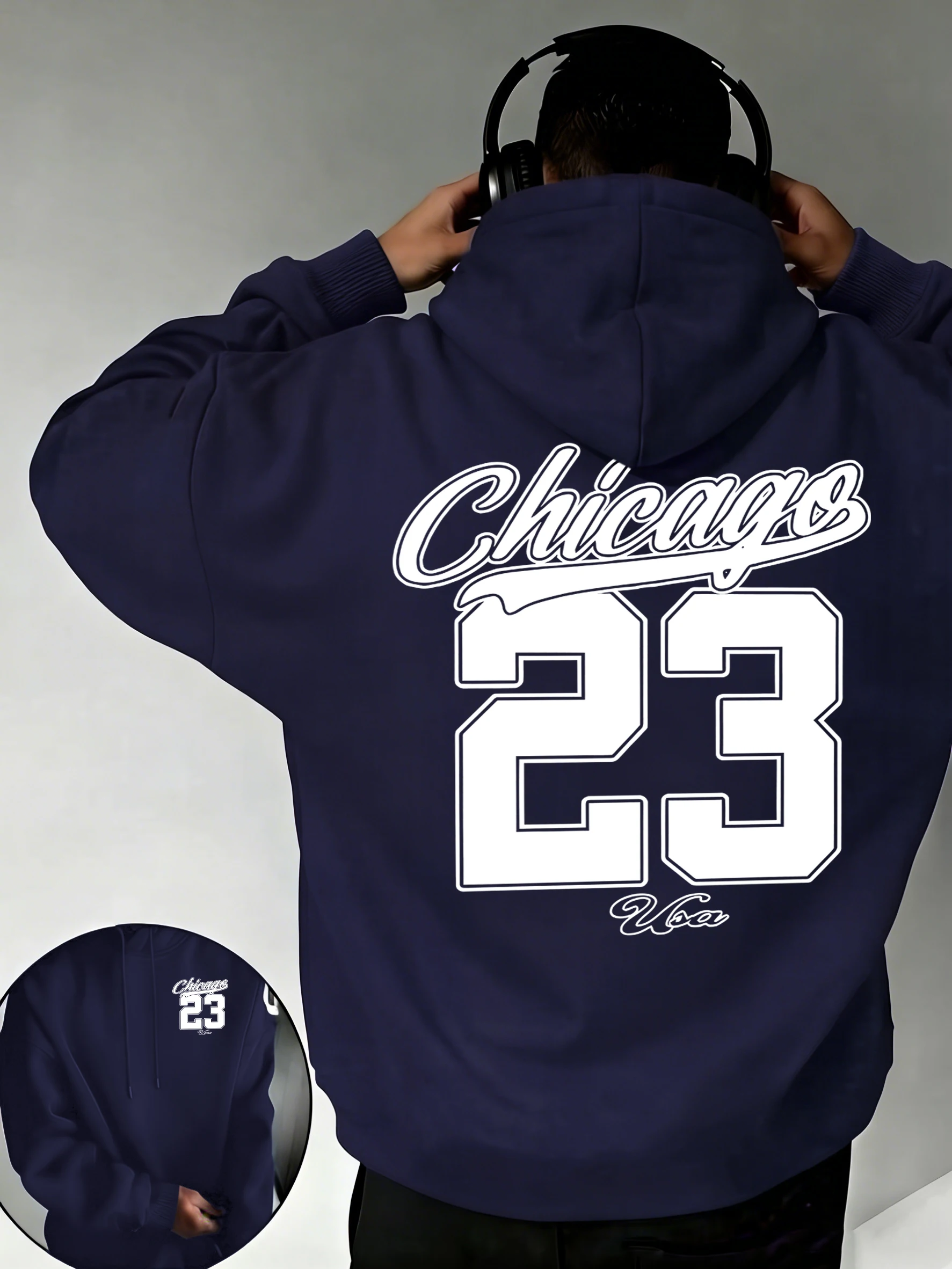 

Мужские флисовые худи с узором Chicago Art Number 23, осенняя свободная одежда, мягкий повседневный спортивный костюм, универсальные пуловеры унисекс с карманами