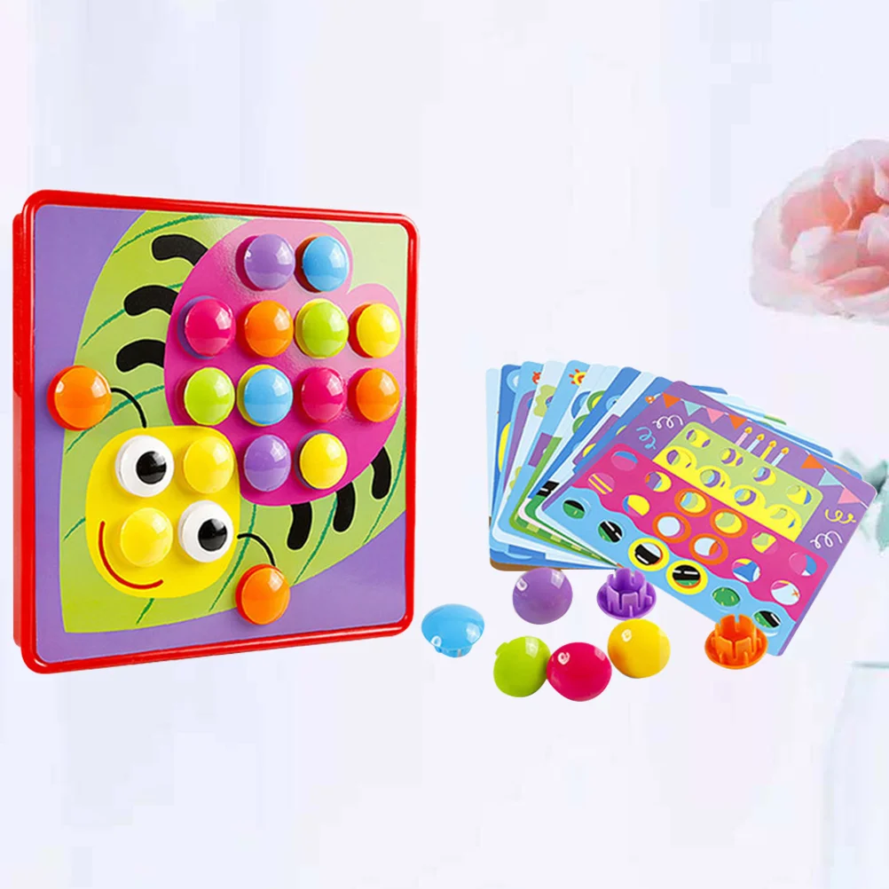 1 set DIY-knopspeelgoed Paddestoelen Nagels Kleuraanpassing Pegboard Educatief voorschools speelgoed (willekeurige kleur en patroon)