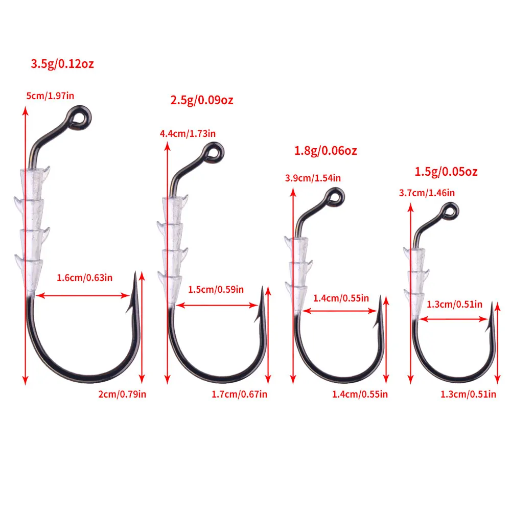Rutschfeste, gewichtete Angelhaken, Offset-Wurmhaken, Hover-Strolling-Haken, Swimbait-Haken für Texas Rig und Ned Rig – Detail 2