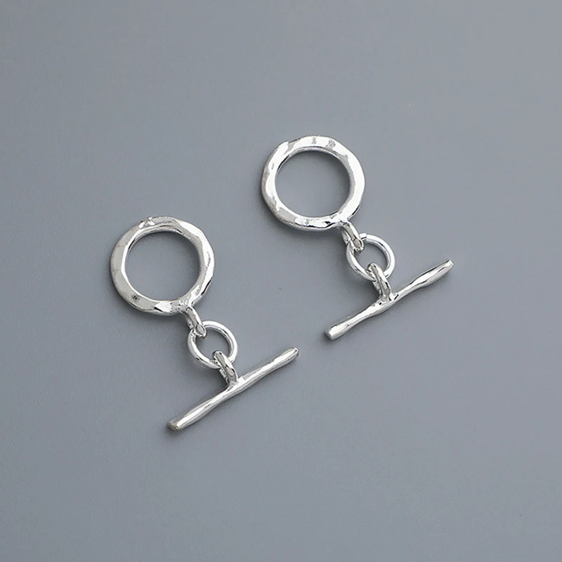 925 Sterling Silver Toggle Clasp Hammered Textured OT Clasp Round Toggle Bar Closure for Bracelet Necklace DIY Jewelry Making