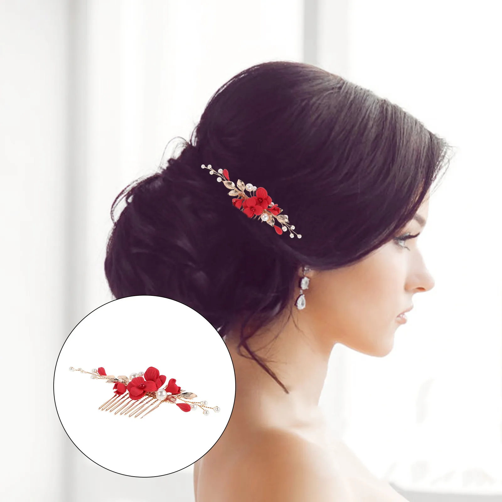 Bridal Wedding Hair Comb Floral Design Stable Clip Elegant Wedding Hairpiece Bridesmaids Hair Accessory Formal
