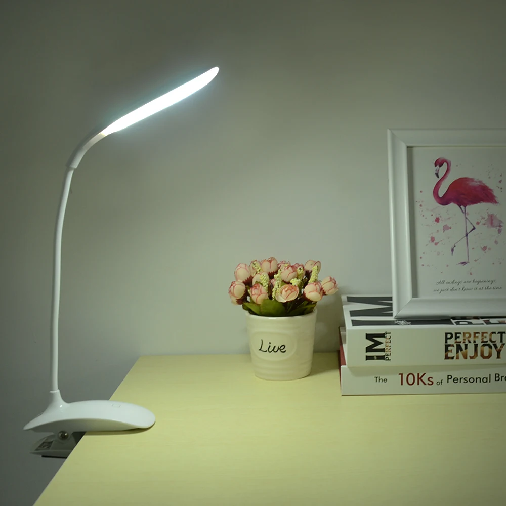 

Rechargeable Clip Flexible Led Desk Lamp Touch Switch USB LED Table Lamps for Bedside Eye Protection Dimmer Reading Book Light