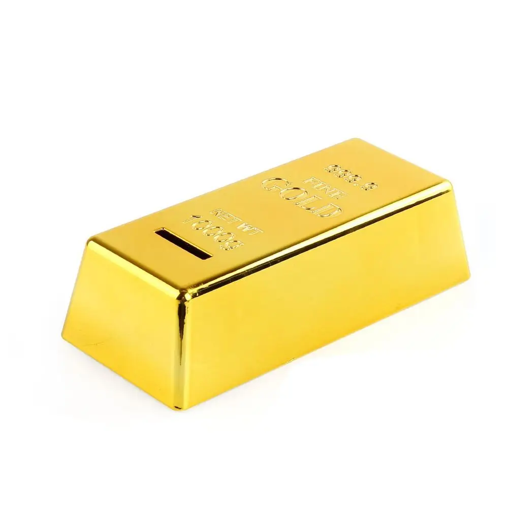 Regalos de cumpleaños de plástico para niños, barra de lingotes de oro, hucha decorativa de simulación, caja para monedas, caja para guardar dinero