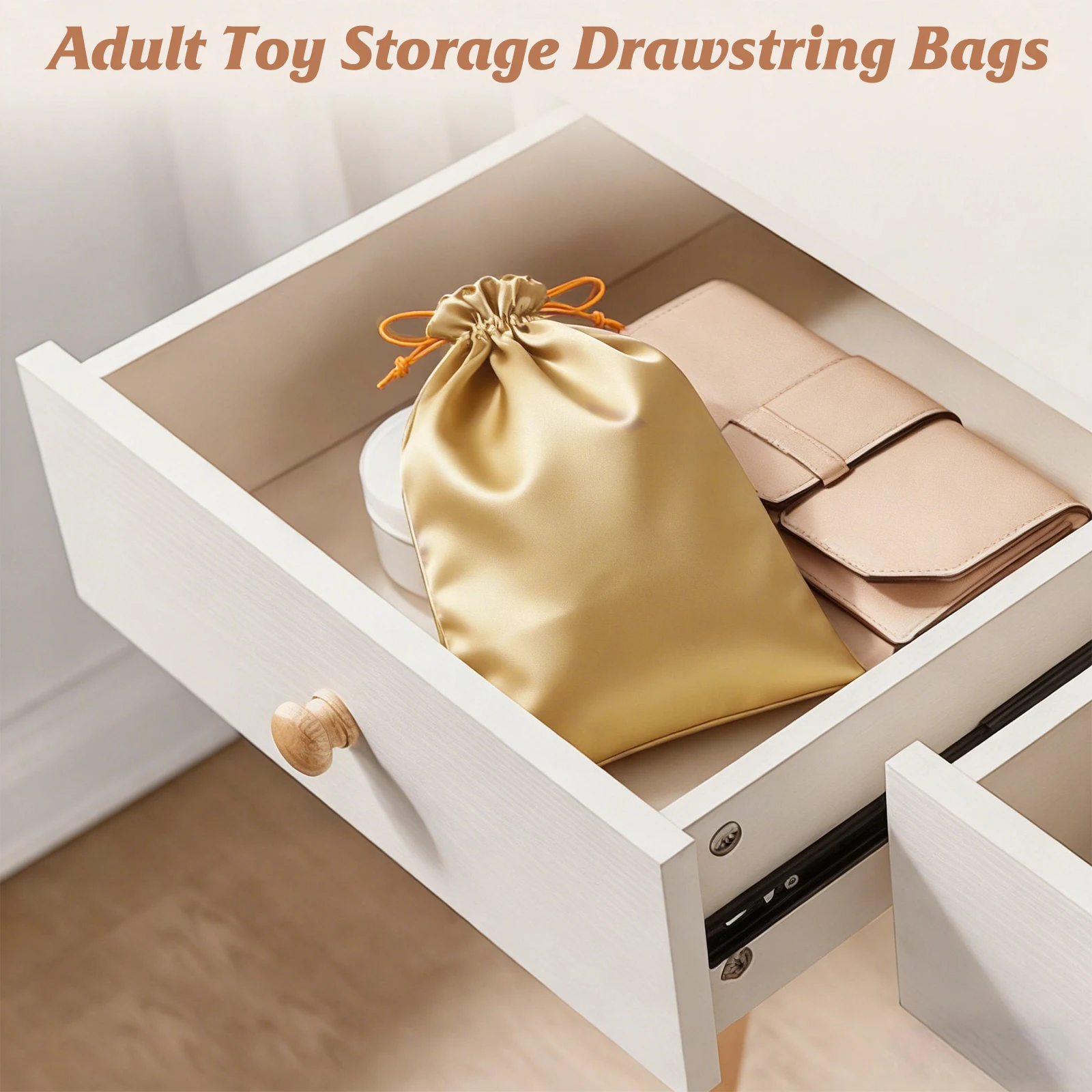 Spielzeug-Aufbewahrungstaschen, Satin-Seiden-Beutel mit Kordelzug, Verstellbare Geschenktasche, Faltbare Kleintasche für Damen und Herren, Unterwäsche, Sonnenbrillen, Kosmetik – Detail 6