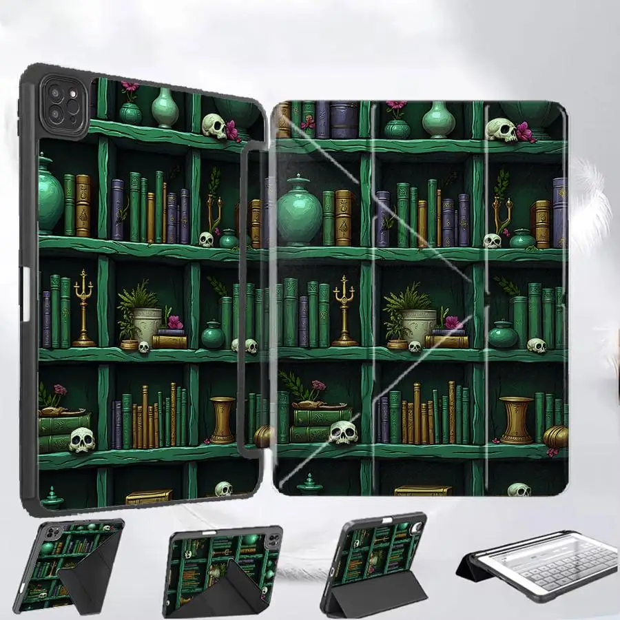 

Green Bookshelves Tablet Case For iPad Air 4 5 M3 M2 M4 11inch Pro 2025 Mini 6 7 Pro 11th 10th 9th 8th 7th 12.9inch Holder Cover