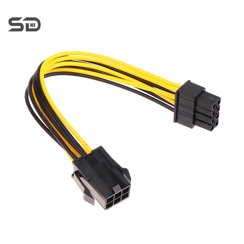 Adaptador alimentado para placa de vídeo GPU, 6Pin para 8Pin, PCI-e Macho para 8Pin Conversor Feminino, 1Pc