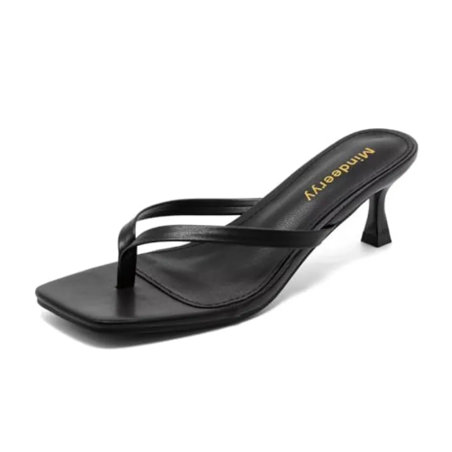

Thong Sandals Kitten Heels Square Toe Flip Flops Slip On Heels for Women Kitten Heel Sandals Low Heel 2.4 Inch for Casual