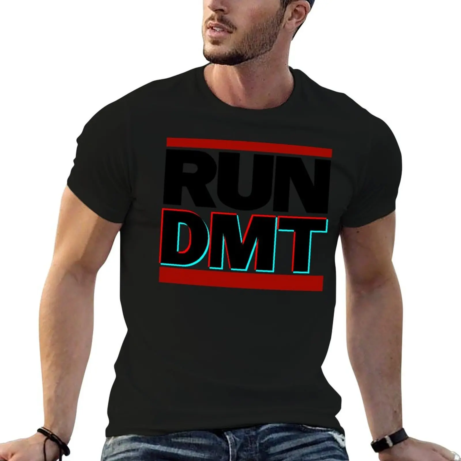 RUN DMT but in white T-Shirt Fashion Letter Print T-Shirt