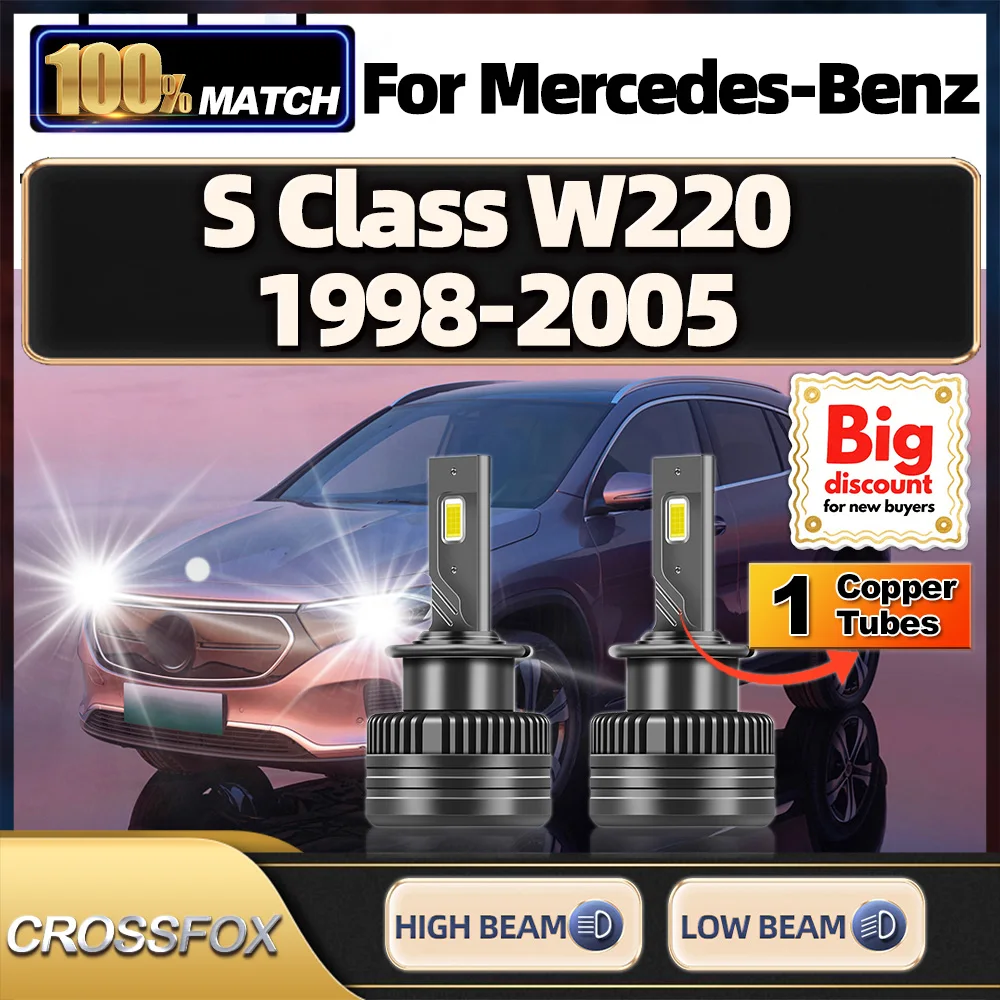 

CROSSFOX【For Mercedes-Benz S Class W220 1998-2005】Canbus Car LED Xenon HID Headlight Bulbs Super Bright Turbo Headlamp Ampoule