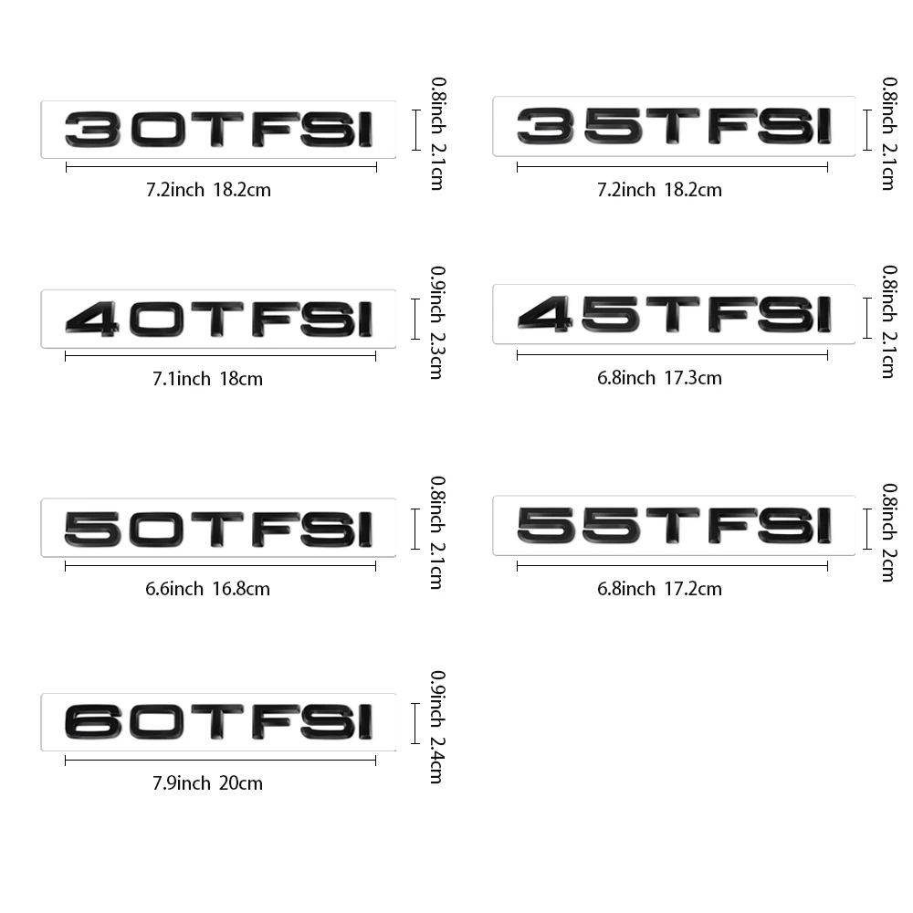 For Audi A4 B8 A3 8P B6 8V S9 B7 S Chrome ABS Letters 30 40 50 55 60 TFSI Logo Badge Rear Boot Trunk Emblem Sticker Center Cover