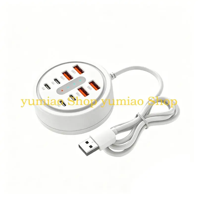 587B 66W Space Saving USB Charging With 4 USB And 4 Type C Ports Power Management Charging Adapter For Phone