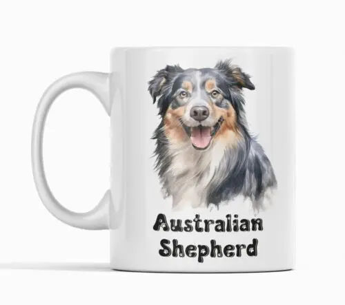 Australian Shepherd Breed Mug 11oz White Ceramic Dog Lover Gift For Him or Her