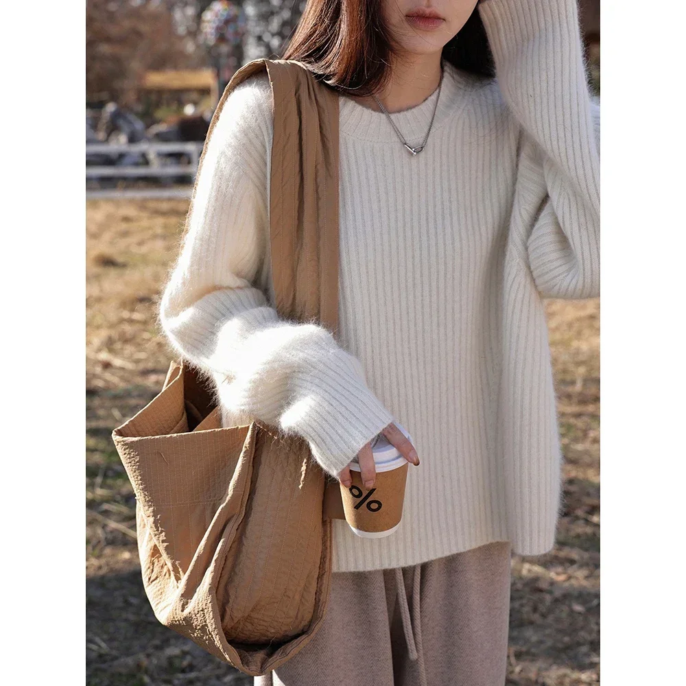 

Cashmere Soft Sweater Women Loose Casual O-Neck Pullover Autumn Winter Keep Warm Size Knit Top Fashion Sweaters Wool Tricots