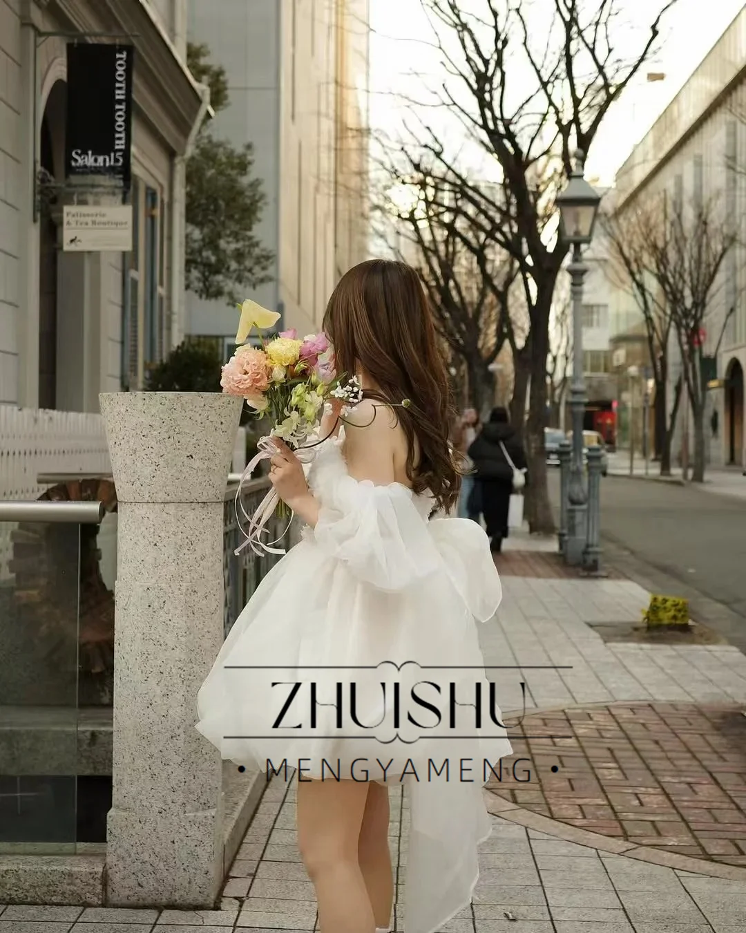 ZHUISHU Bow Wedding Dresses Korea Photo shoot Off Shoulder Short Princess Bridal Gowns Customized 웨딩드레스