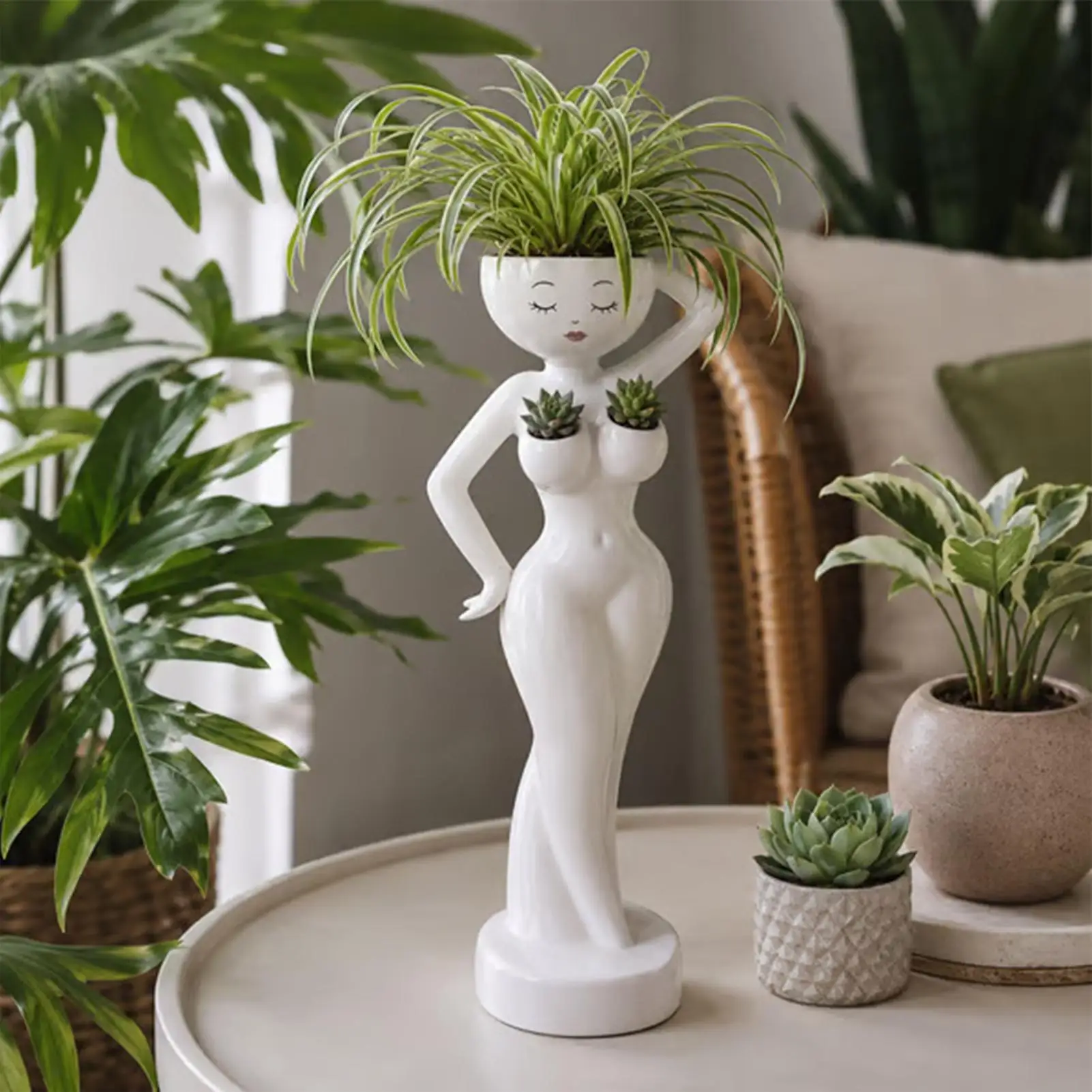 Personality Art Resin Planter Creative Funny Mini Flower Pot Durable Succulent Plant Container For Indoor Outdoor Household