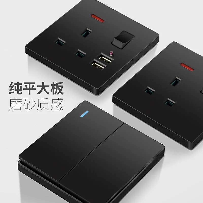 3X6 Black 3.1A 18W Type-C Plug Fast Charger Universal Dual Power Socket UK Standard 13A Wall Socket with 5V Type-c USB Charging image 2