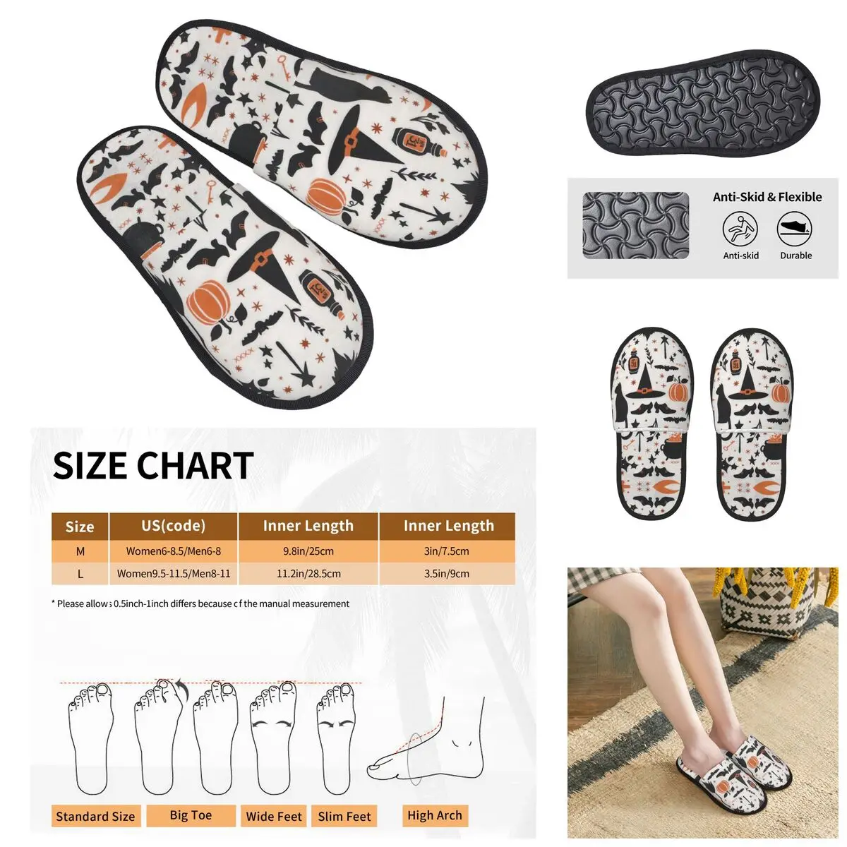 

Halloween Pumpkins Bats Witch Pattern Men Women Furry slippers,fashion Color printing special Home slippers,Neutral slippers