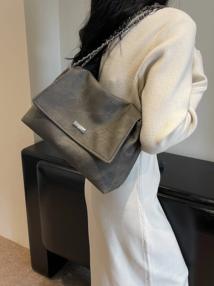 

Высококачественная женская сумка с текстурой, новинка 2025, весна-лето, винтажная сумка через плечо с цепочкой, сумка на одно плечо, подмышки, качество на ощупь