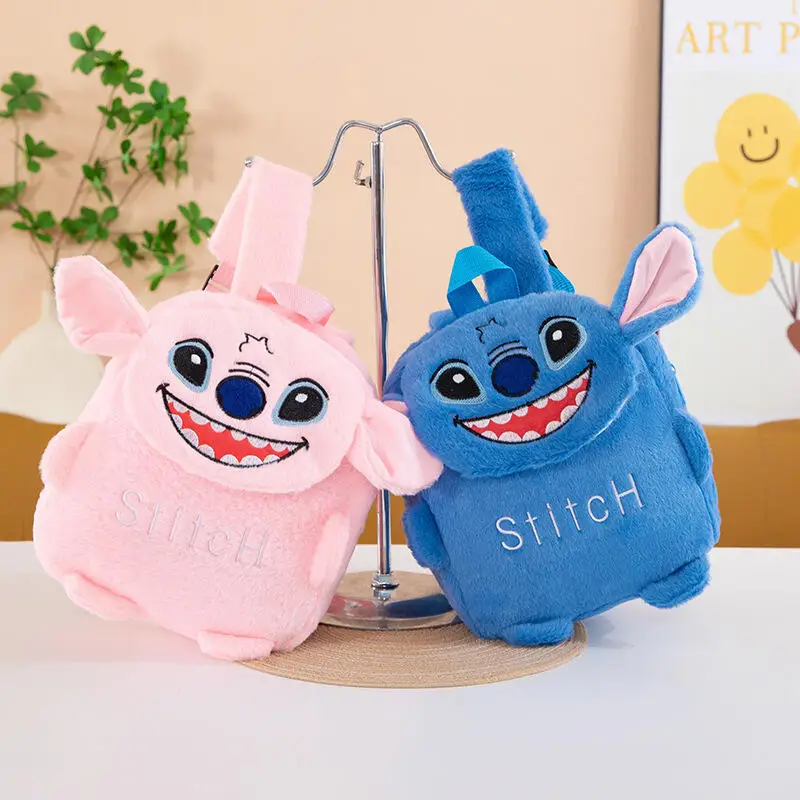 Disney Lilo&stitch Plush Vertical Ears Zipper Large Capacity Portable Backpack Student Backpack Shoulder Bag Christmas Boy Gift