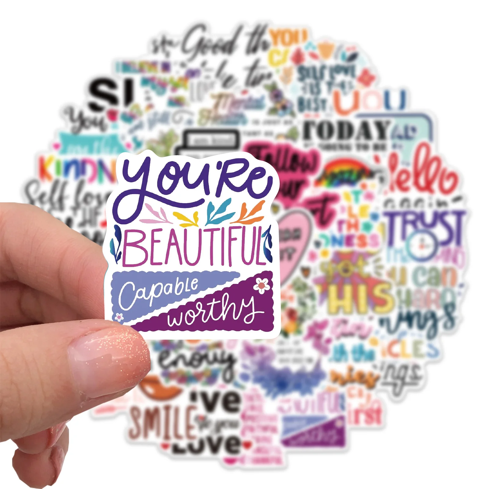 10/52PCS Inspirational Stickers Motivational Phrases Life Quotes Decals DIY Laptop Study Room Scrapbooking Stickers Kid Toy