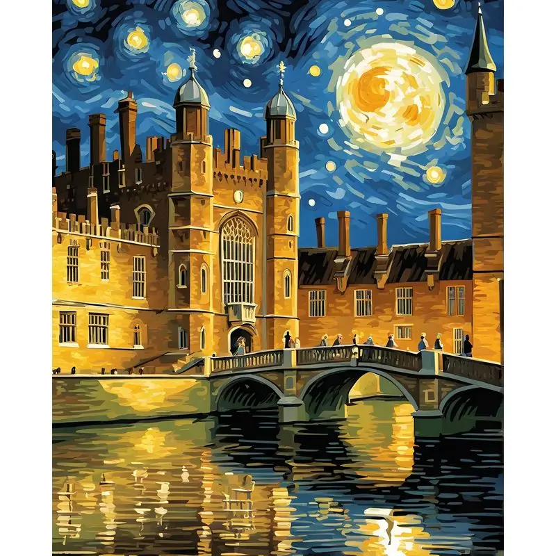 Hampton Court under starry night painting by numbers kit