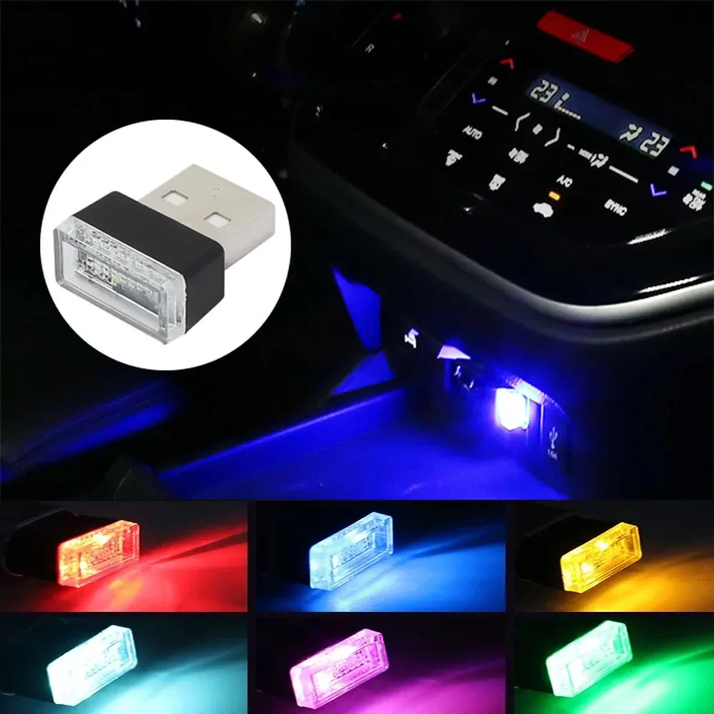Mini LED Car Light USB Auto Interior Atmosphere Light Neon Ambient Decorative Lamp Auto Interior Decoration Accessories 7 Colors