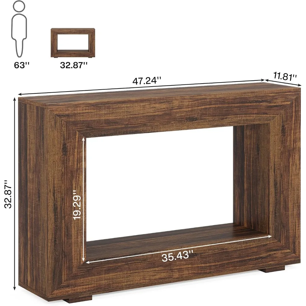 47 Inch Farmhouse Console Table with Storage for Entryway and Living Room view 2