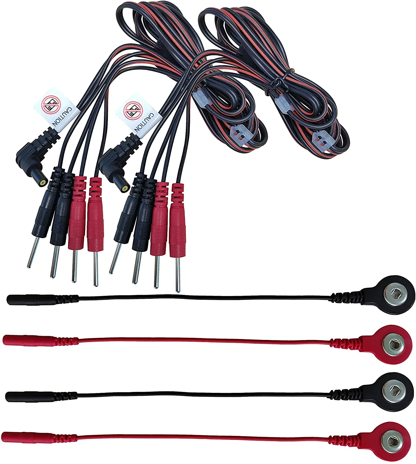 2pcs 4 in 1 Pin Type Electrode Lead Wires Cable for TENS/EMS/IF 2mm pin Cable connectors & 4pcs Tens Lead Wire Adapters
