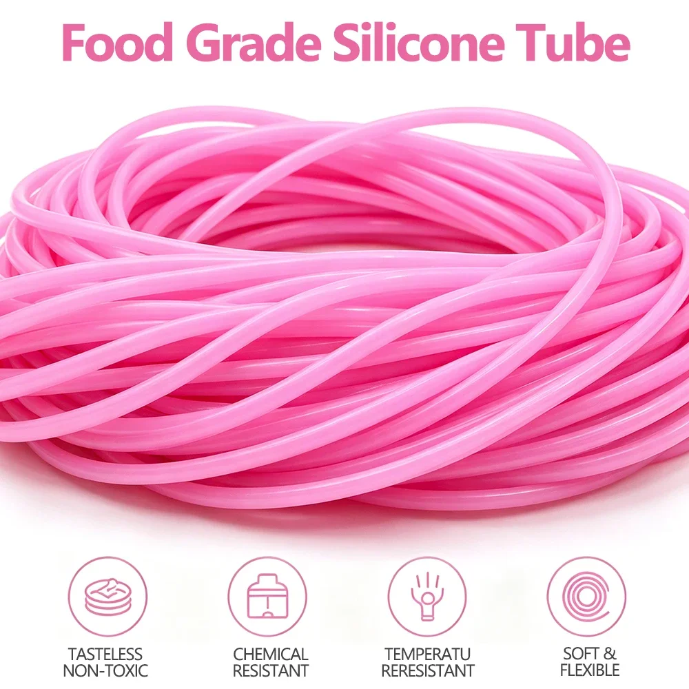 ID2xOD4mm Pink Non Toxic Silicone Tube 1-10M Food Grade Soft High Temp Hose for Plumbing Water Connector Coffee Liquid Transfer
