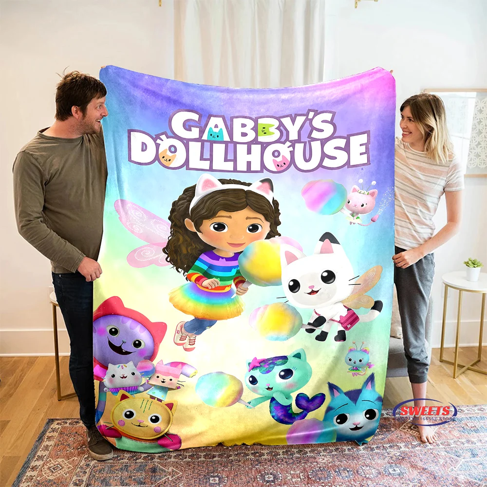 6 Size disney Gabbys Dollhouse Blanket, Sofa Bed Cover Four Season Soft Fluffy Quilt Blanket, Flannel Throw Outdoor Leisure Nap