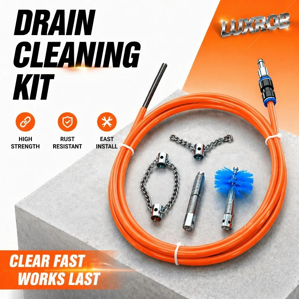 Updated Flexible Drain Pipe Cleaner Tool Set Full Attachments Multi-scenario Sink Bathtub Sewer Unclogger