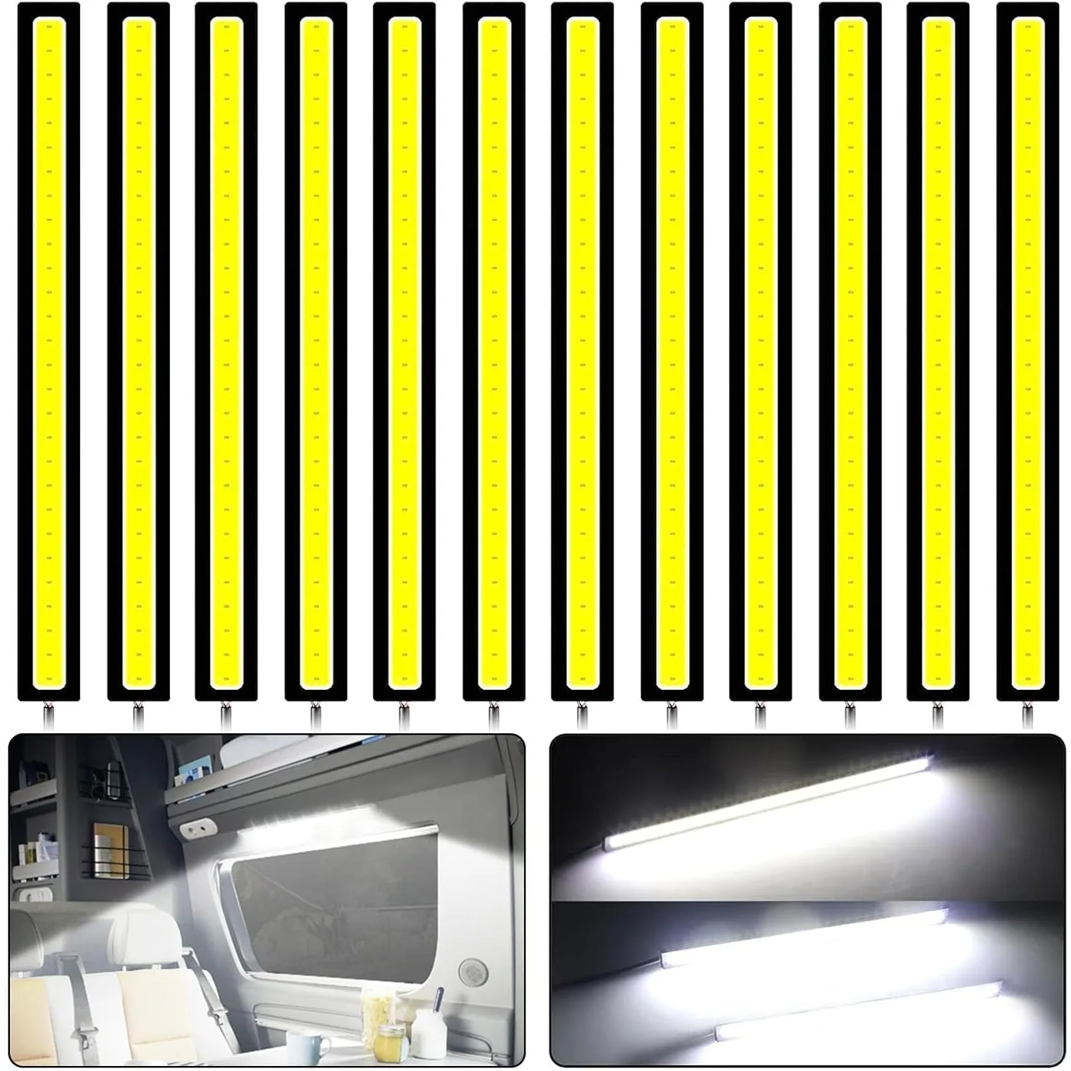 LED Interior Light Bar, 12V Waterproof 28 LEDs COB Strip Light Super Bright Lights for Truck Boat Bike RV, White
