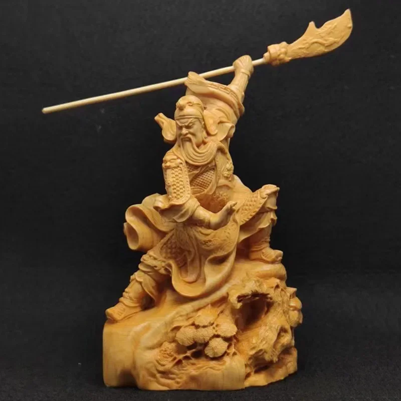 

Guan Yu Statue guan gong Three Kingdoms Solid Wood Feng Shui wood Carving Home Decorations