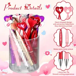 60Pcs Valentine's Day Heart Shape Pens Black Gel Ink Rollerball Pens for Office School Supplies Birthday Presents ballpoint pen