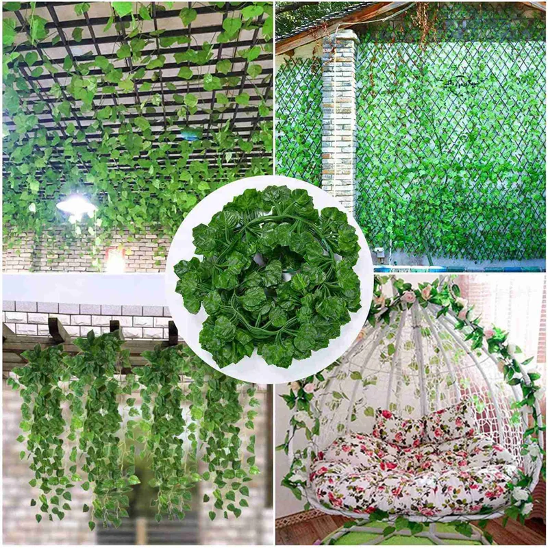 

Y51A-36 Strands Artificial Fake Grape Vines Ivy Leaves With 9 Strings Grapes For Wedding Party Home Wall Decoration
