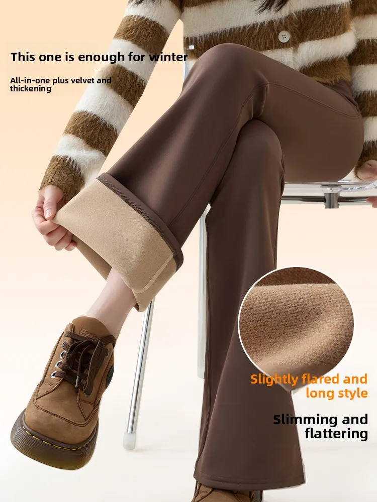 Pantalones de Yoga de cintura alta, longitud extendida, forro de Fce, Bootcut, prendas de vestir exteriores, Faion de invierno, mallas adelgazantes con Control de barriga de talla grande