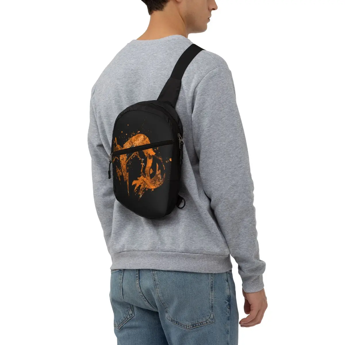 Mochila cruzada informal con logotipo de zorro y sabueso para hombre, para el pecho bolso de hombro para senderismo, regalo de videojuegos