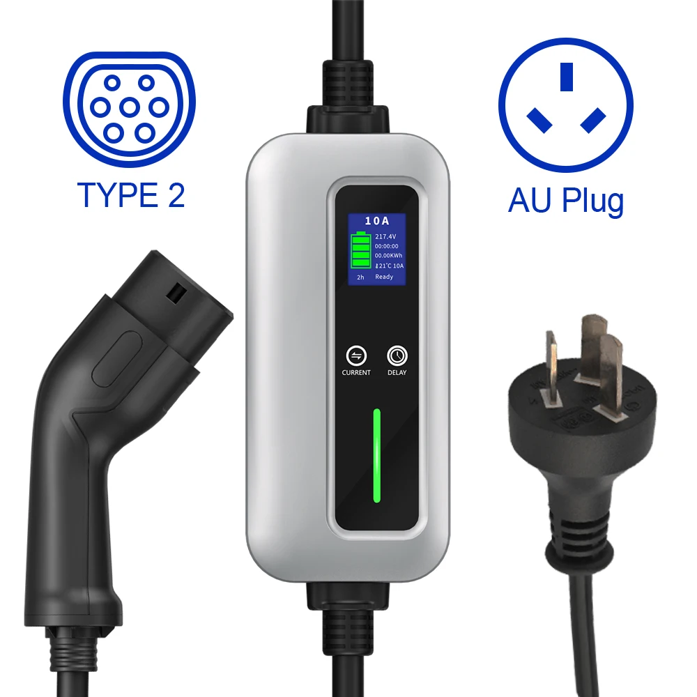 AU Plug 32A Type2 7KW Electric Vehicle Portable EV Charging Station with 5M Cable