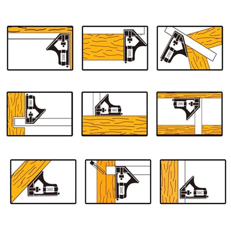 Adjustable Ruler 3 In1 Multi Combination 300mm Square Angle Ruler Measuring Set Universal Ruler Right Angle Protractor Tools Set