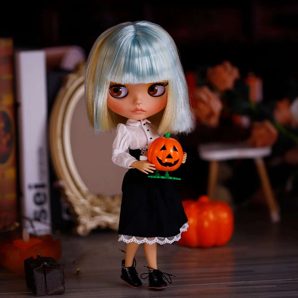 ICY DBS Blyth Doll Mint Bob Haircut Tan Skin Matte Face Including Clothes & Shoes 19 Joints Body Doll Festival Girls Gifts Toys