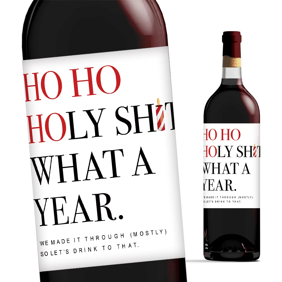 4/6pcs Ho Ho Ho Wine Labels,Funny Christmas Wine Bottle Stickers,Holiday Wine Label for Coworker,Gifts Label Christmas Supplies