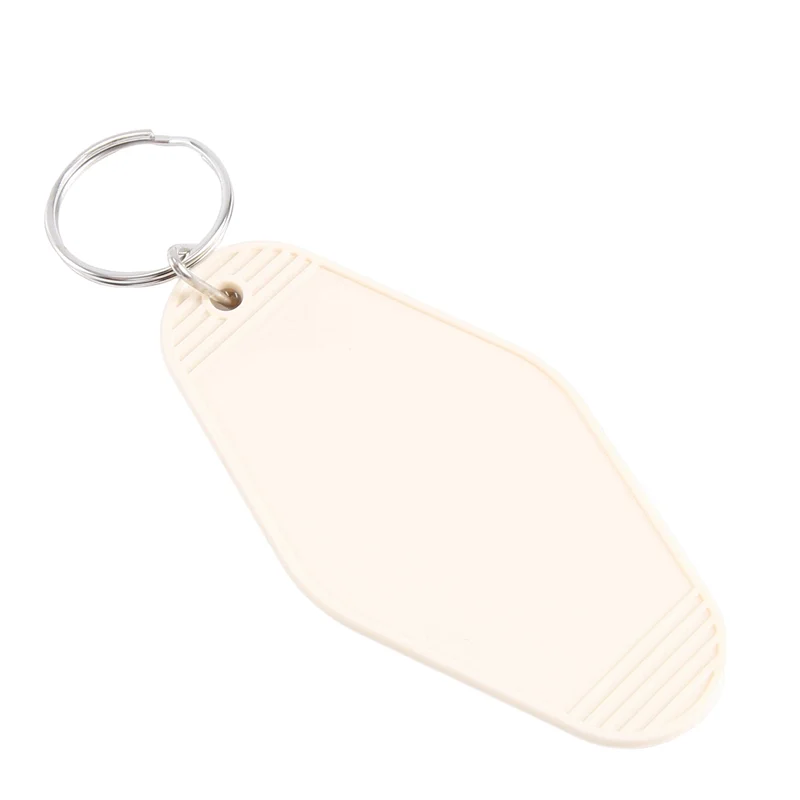 VOFUN-120 Pcs Vintage Motel Keychain DIY Blank Hotel Keychains Heat Transfer Blank Keychains Bulk Sublimation (Beige)